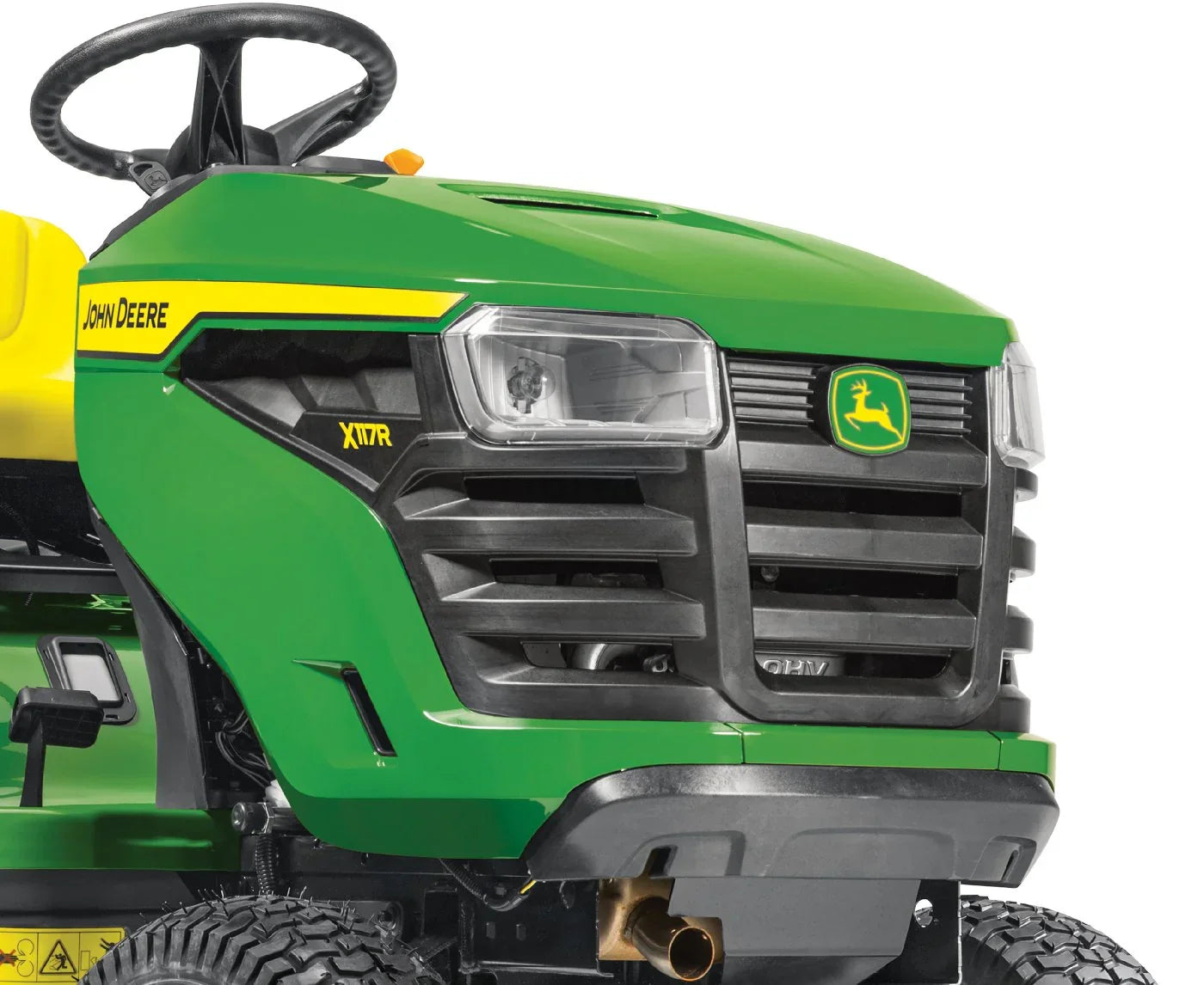 John Deere Rasentraktor X117R Winterpaket mit Schneeschild, Schneeketten, Anbaurahmen und Schnellwechlser