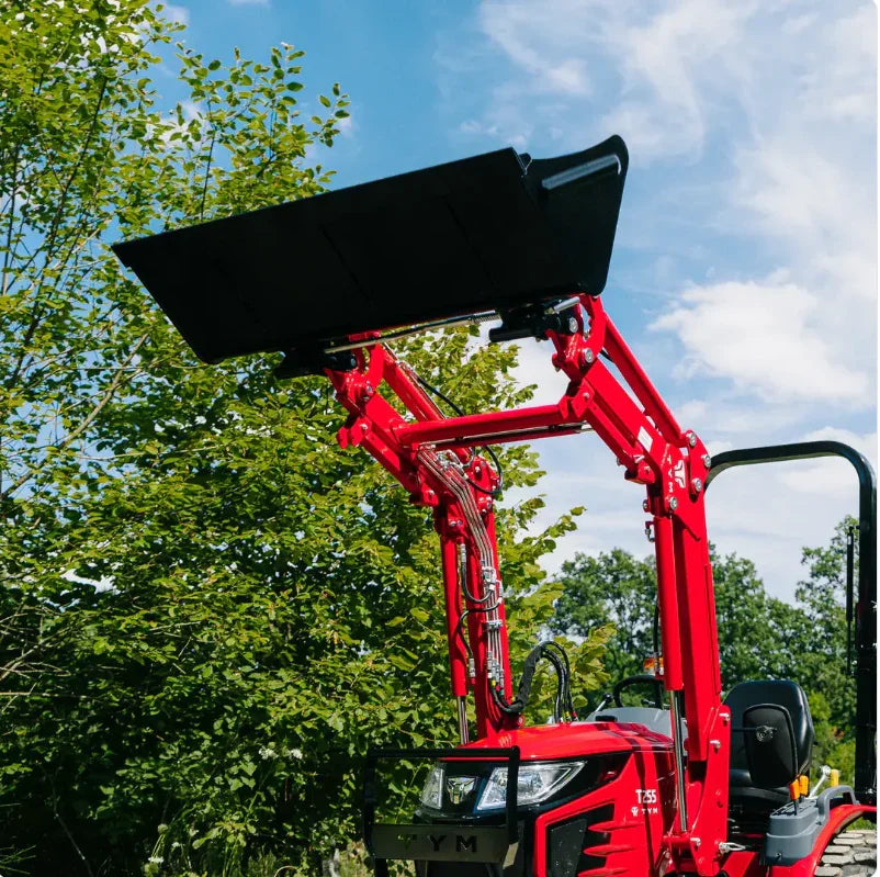 Tym Allrad-Kompakttraktor T255 mit Rasenbereifung, 153cm Zwischenachsmähwerk und Frontlader